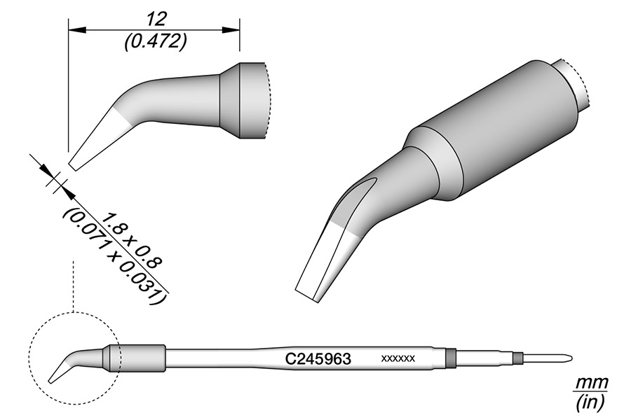 C245963 - Chisel Bent Cartridge 1.8 x 0.8